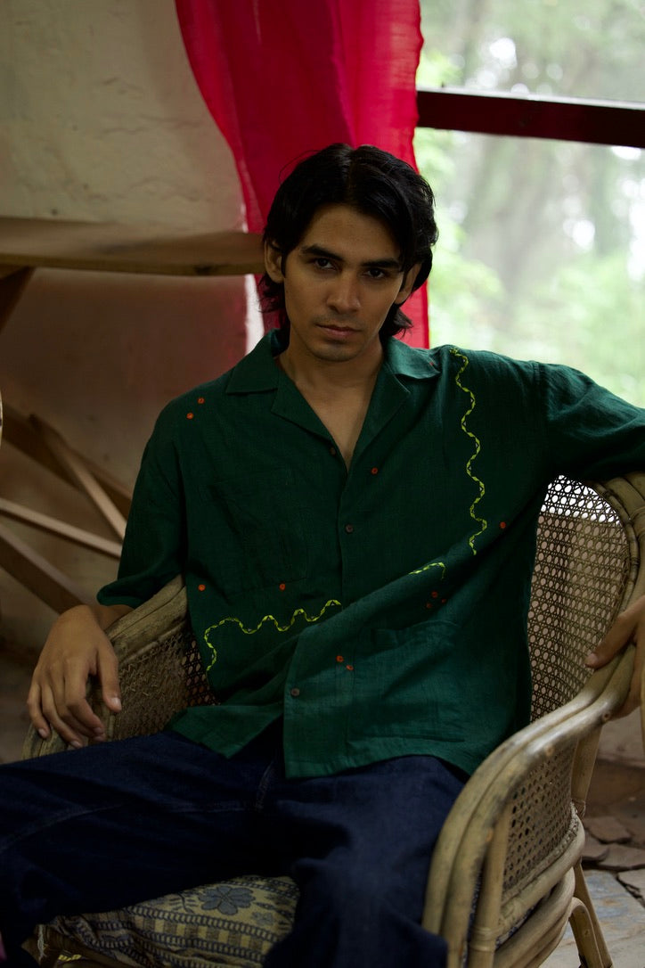 Retro Snake Game Shirt - Hand Embroidered in Sumrasar, Gujarat