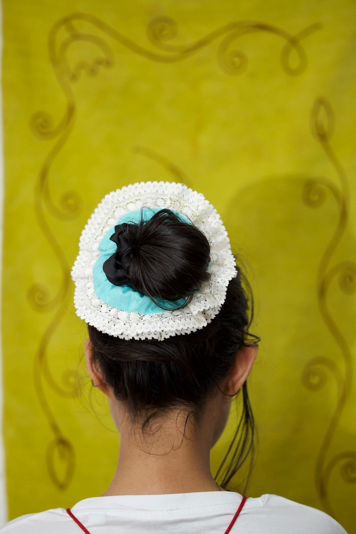 Blue water scrunchie