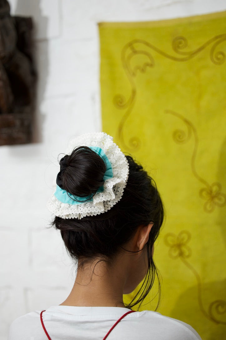 Blue water scrunchie