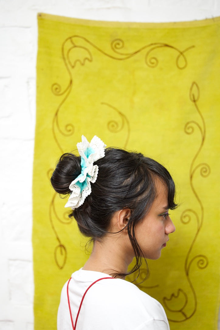 Blue water scrunchie
