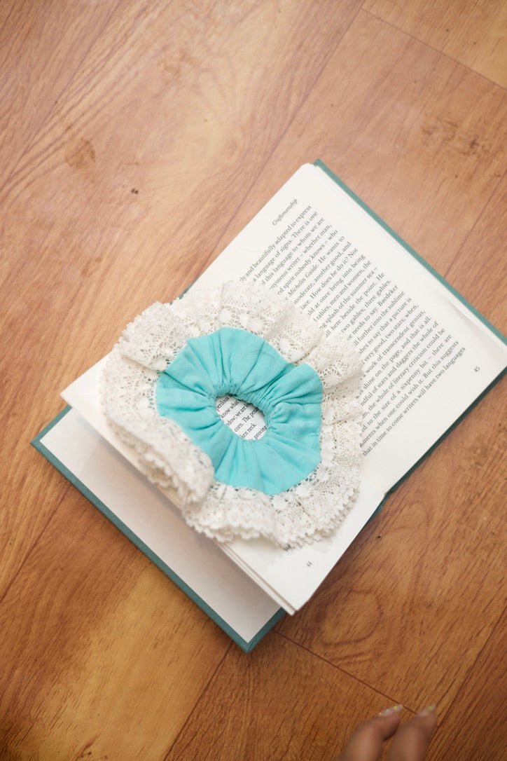Blue water scrunchie
