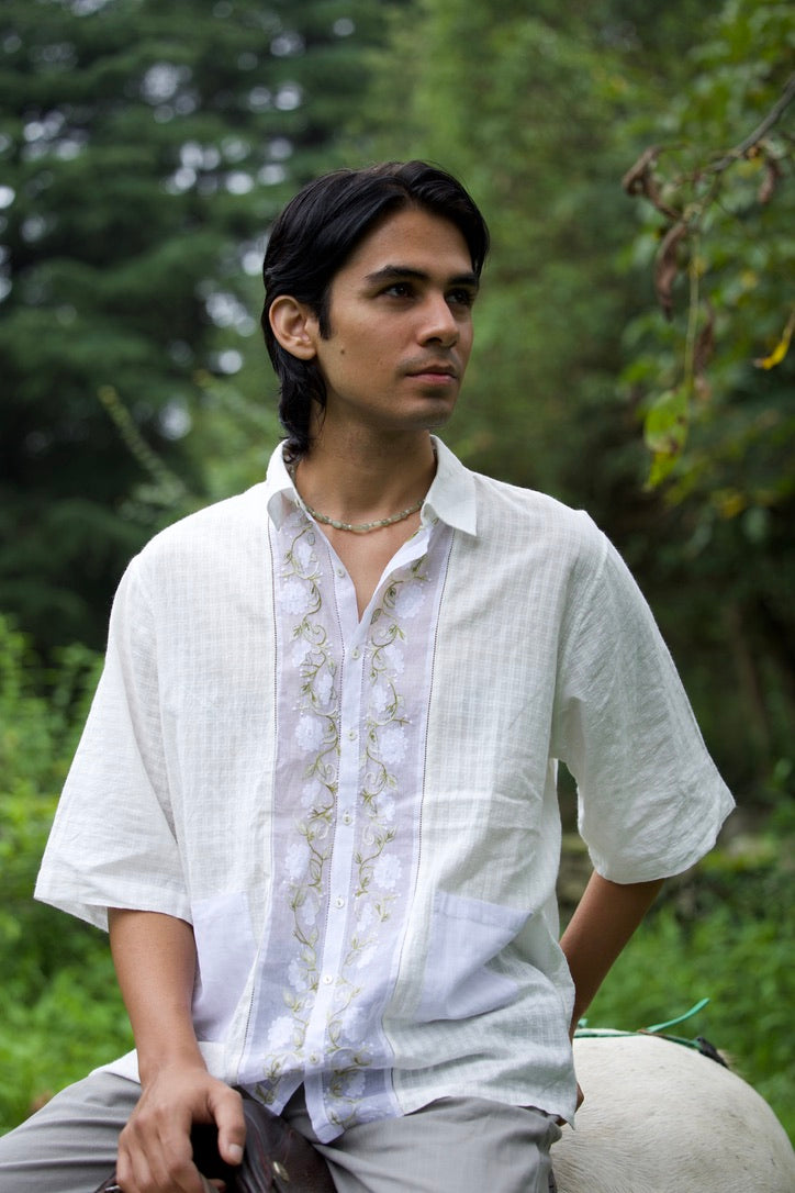 Mattancherry Shirt - Shadow Embroidery Work, Kochi
