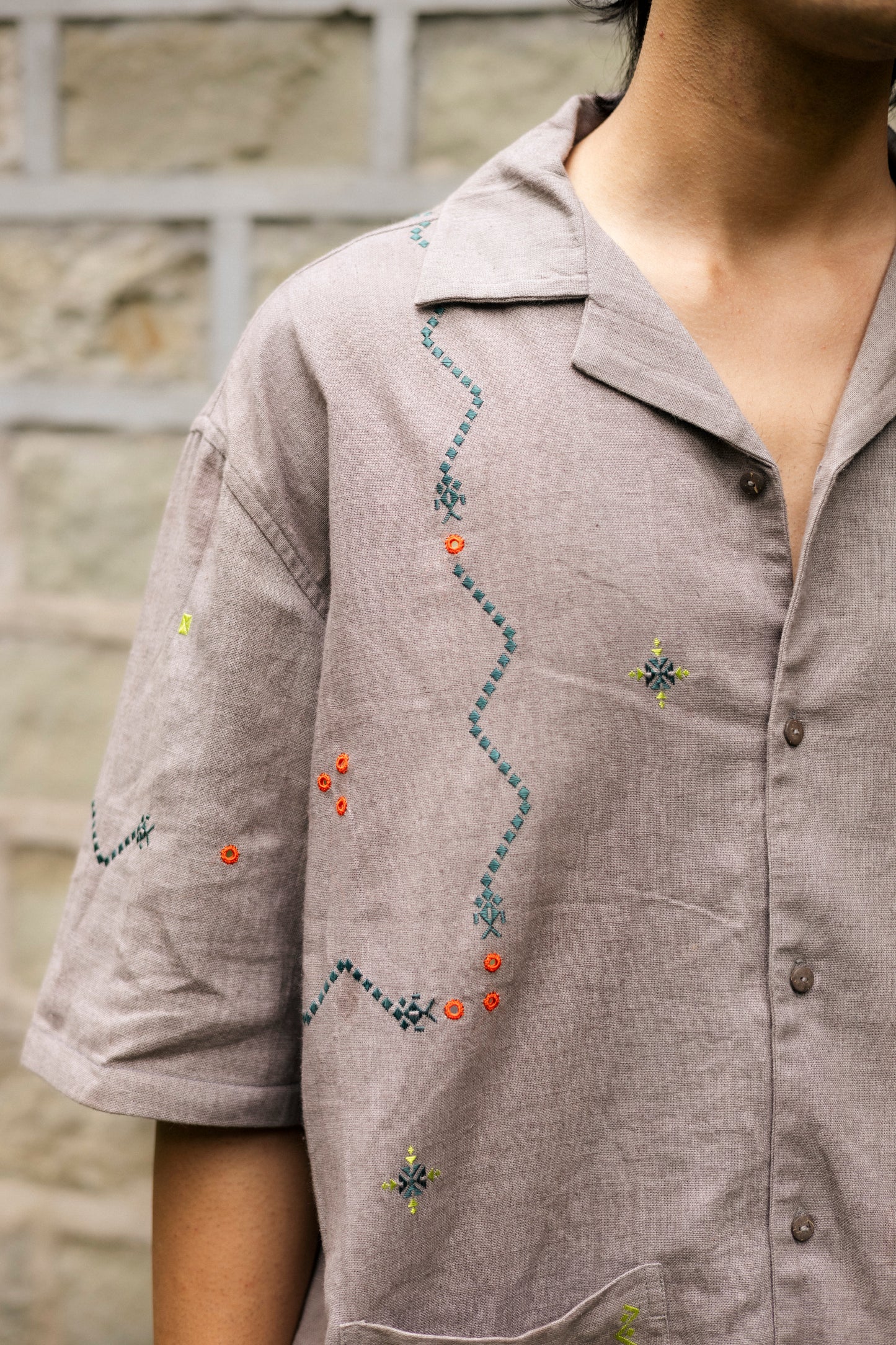 Retro Snake Game Shirt - Hand Embroidered in Sumrasar, Gujarat