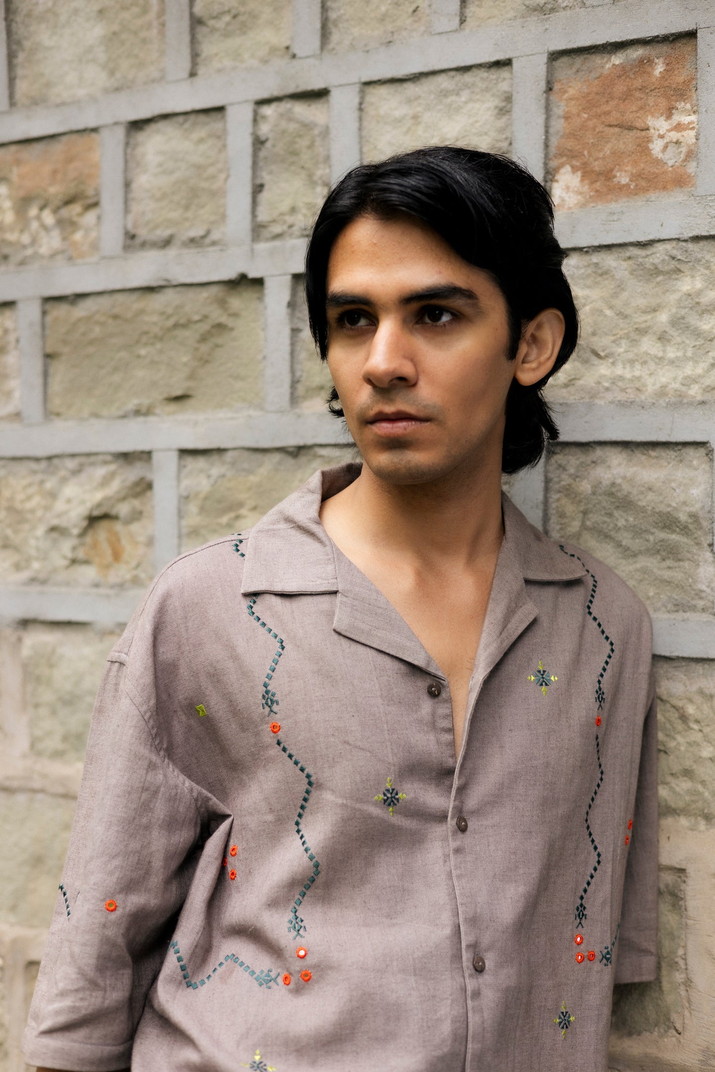 Retro Snake Game Shirt - Hand Embroidered in Sumrasar, Gujarat