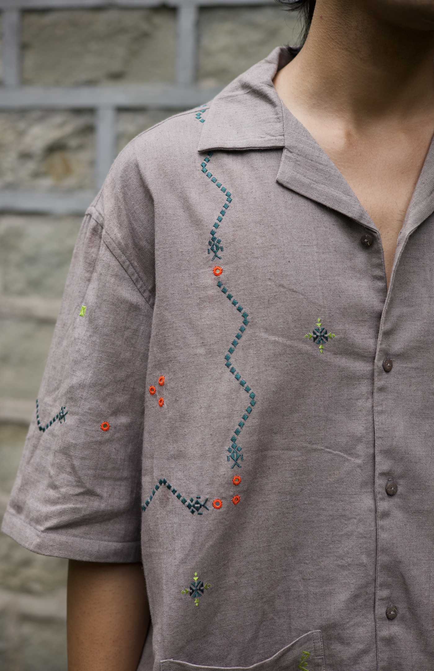 Retro Snake Game Shirt - Hand Embroidered in Sumrasar, Gujarat