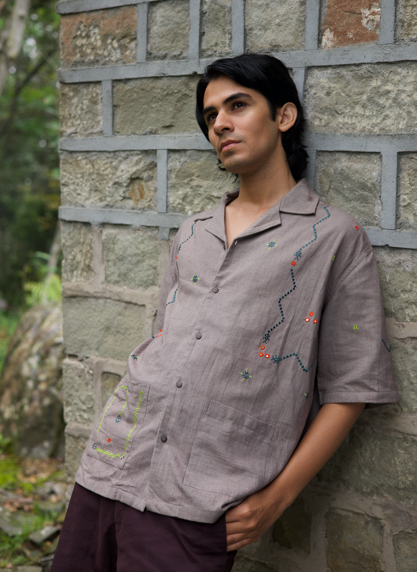 Retro Snake Game Shirt - Hand Embroidered in Sumrasar, Gujarat