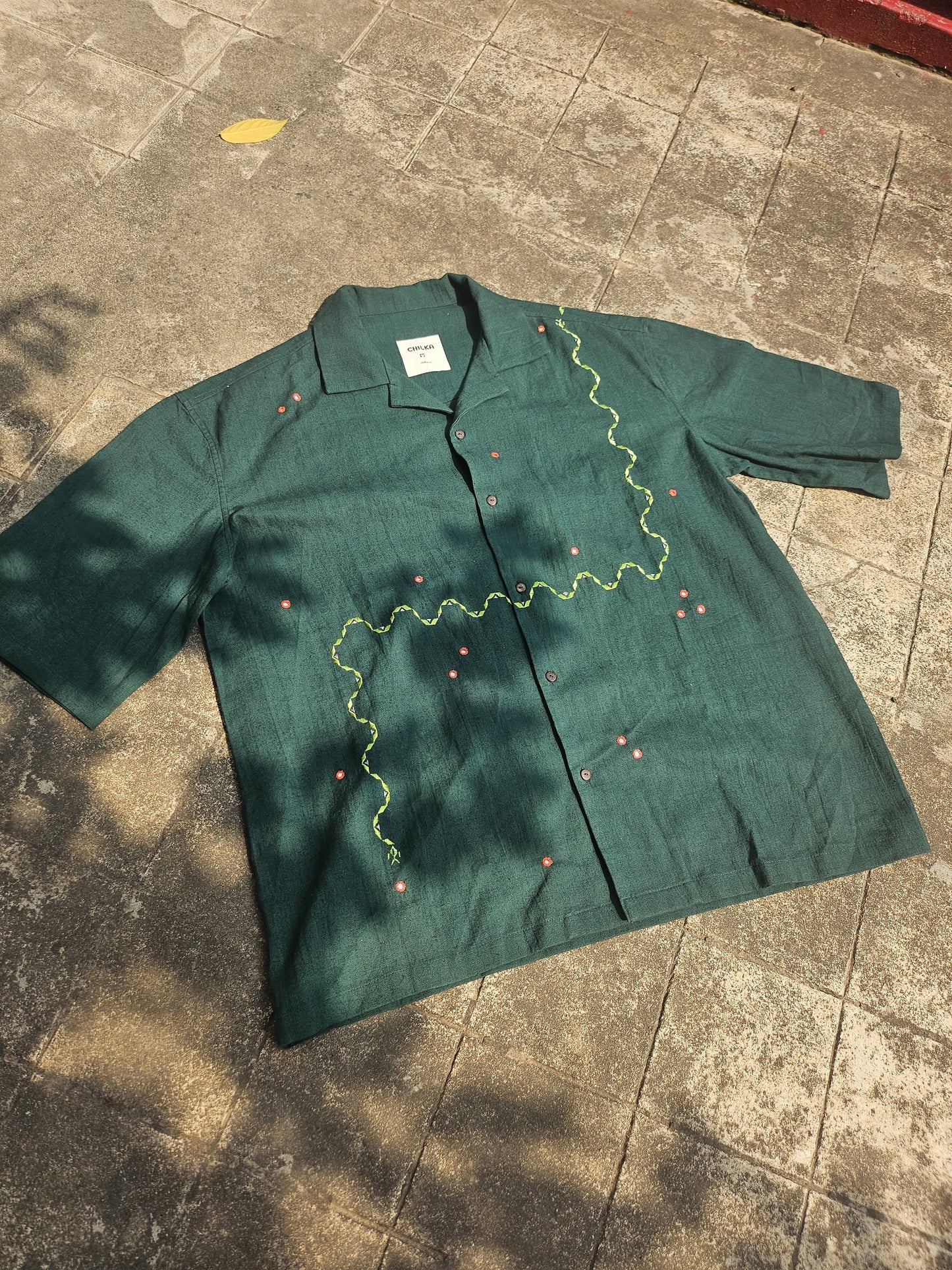 Retro Snake Game Shirt - Hand Embroidered in Sumrasar, Gujarat