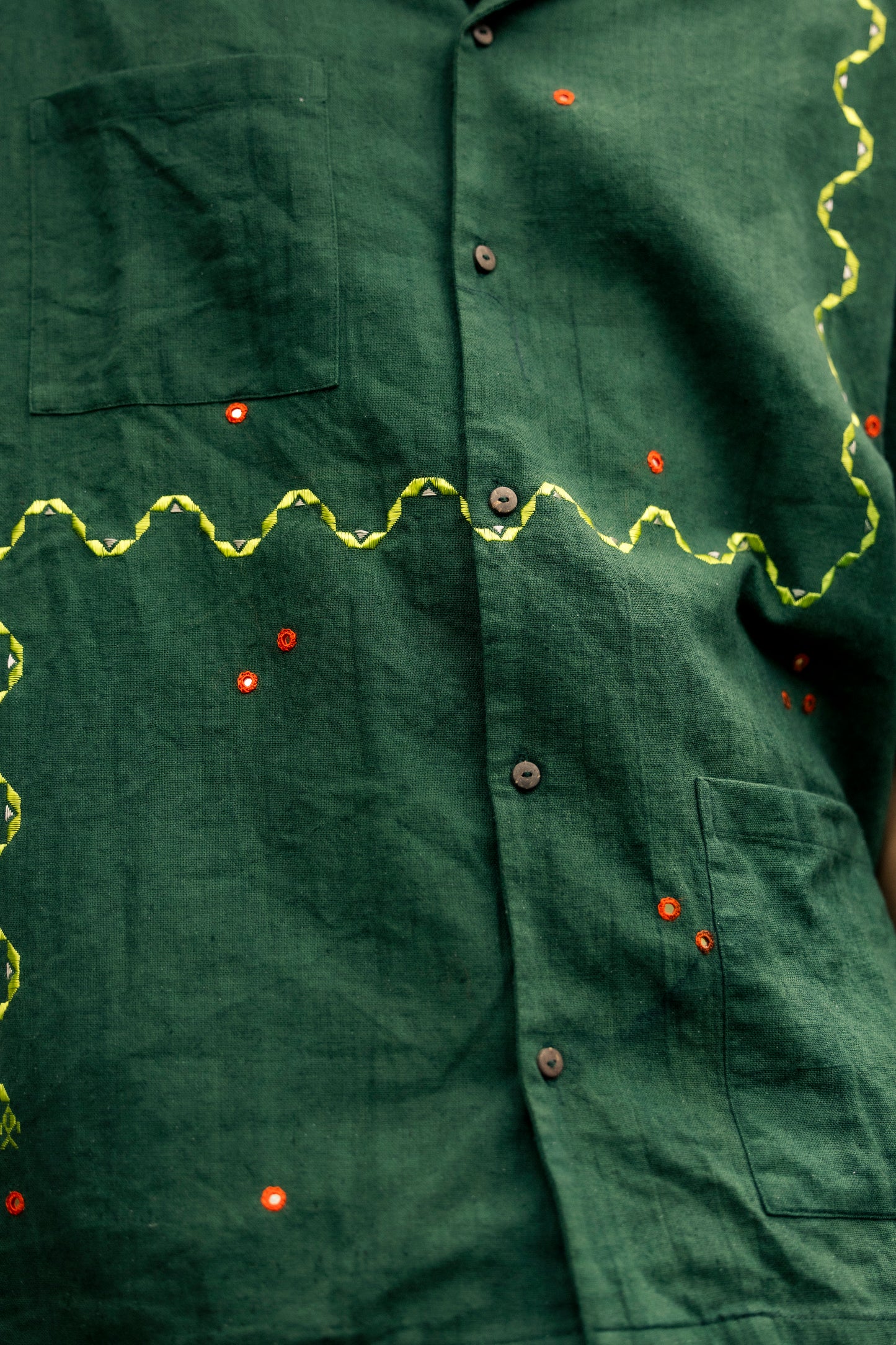 Retro Snake Game Shirt - Hand Embroidered in Sumrasar, Gujarat