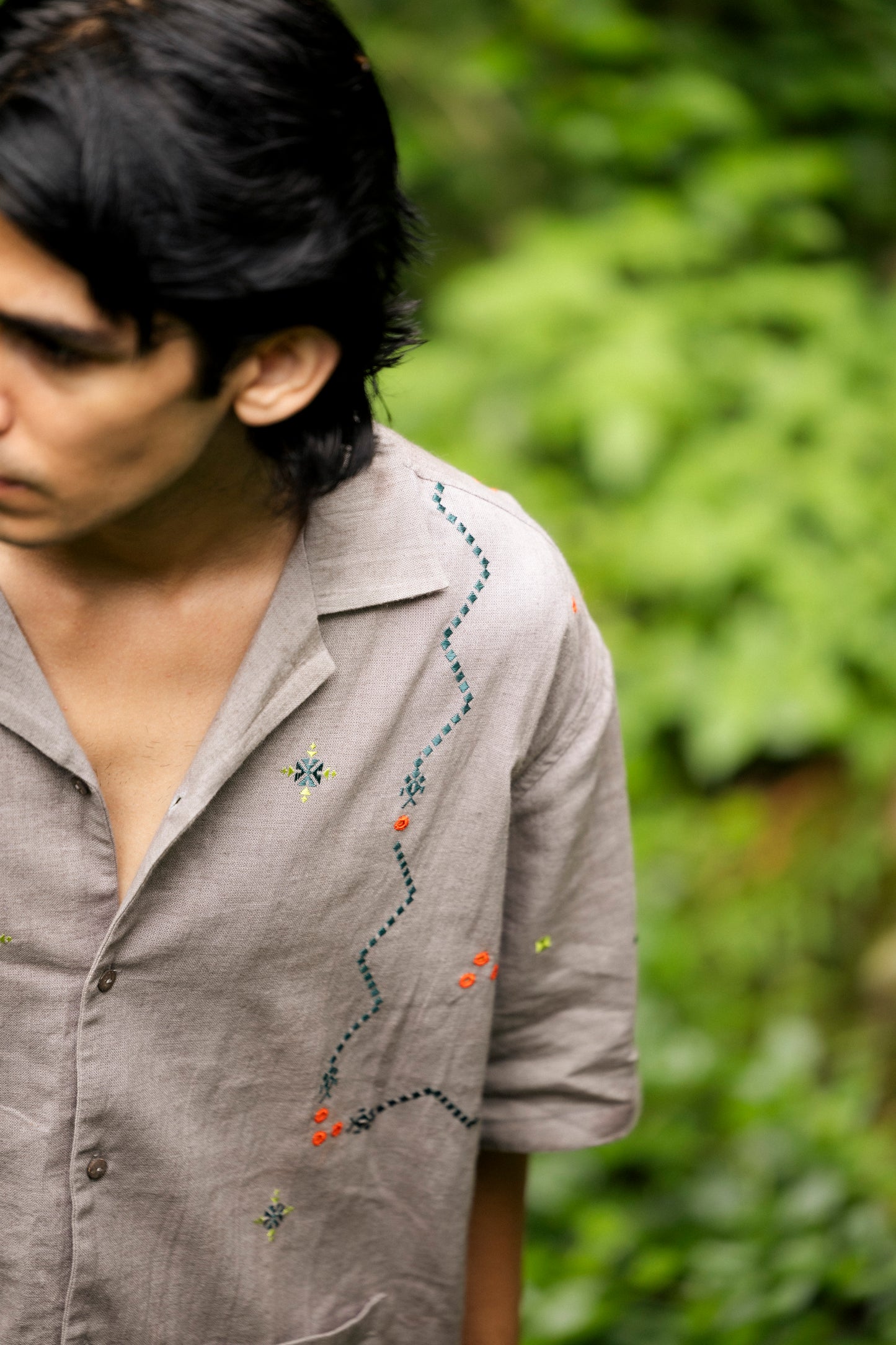 Retro Snake Game Shirt - Hand Embroidered in Sumrasar, Gujarat