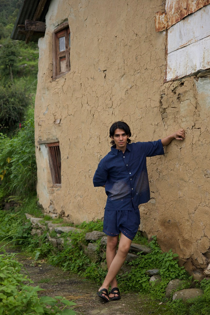 Galaxy Shirt - Ajrakh Block Print - Made in Ajrakhpur, Gujarat