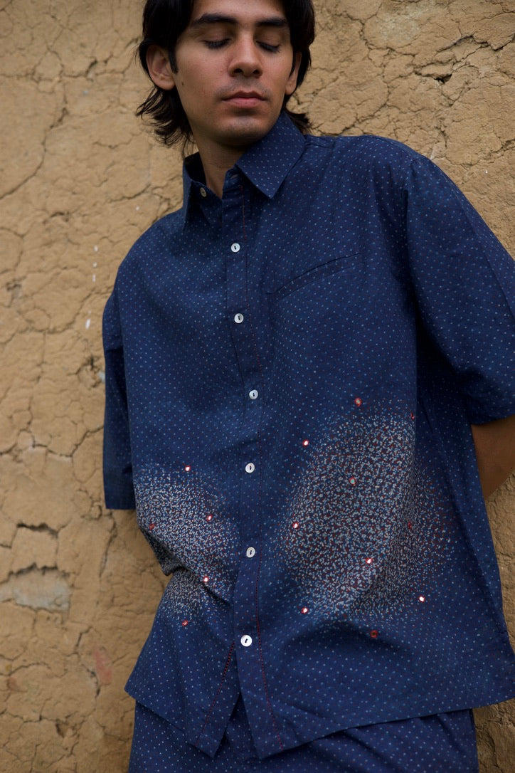 Galaxy Shirt - Ajrakh Block Print - Made in Ajrakhpur, Gujarat