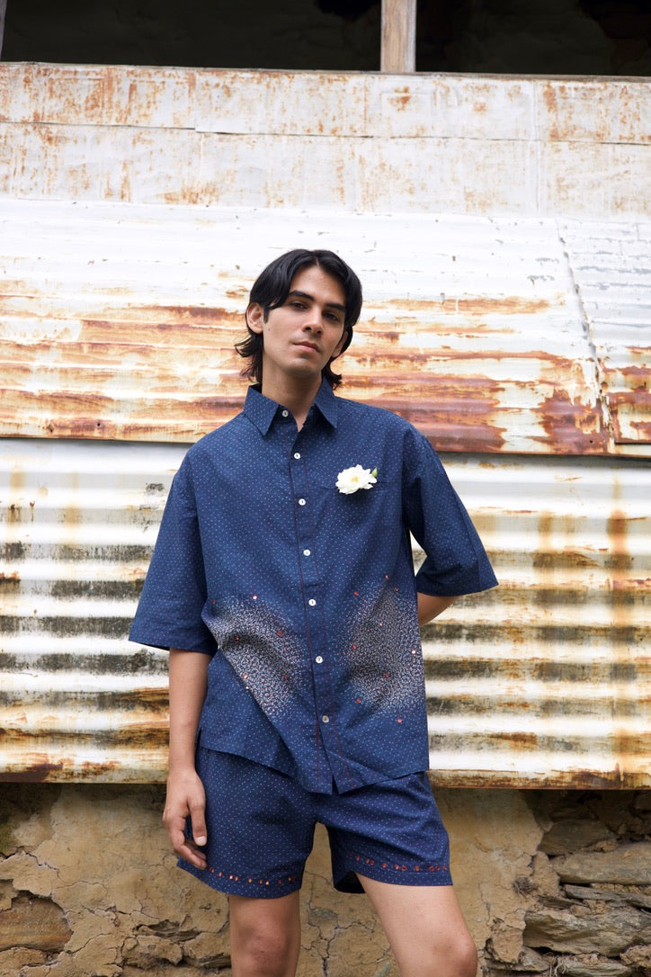 Galaxy Shirt - Ajrakh Block Print - Made in Ajrakhpur, Gujarat