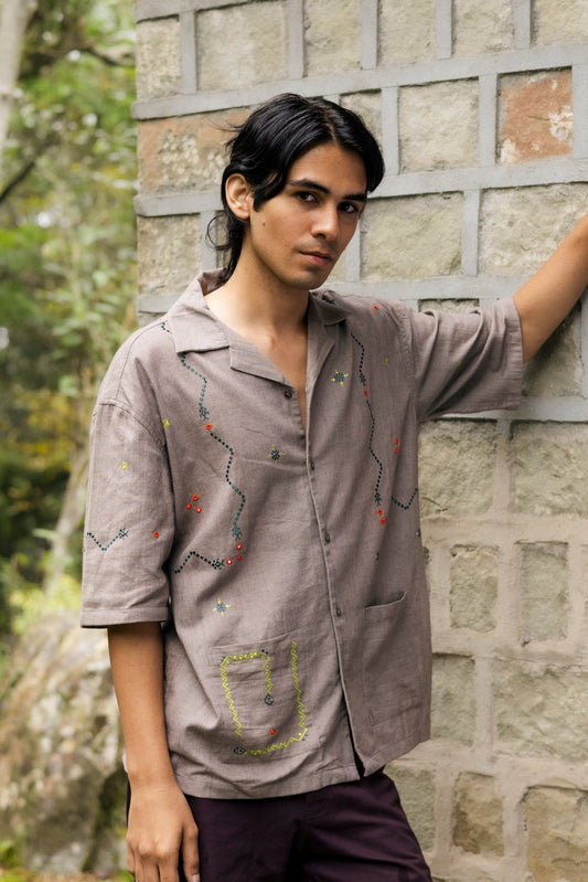 Retro Snake Game Shirt - Hand Embroidered in Sumrasar, Gujarat