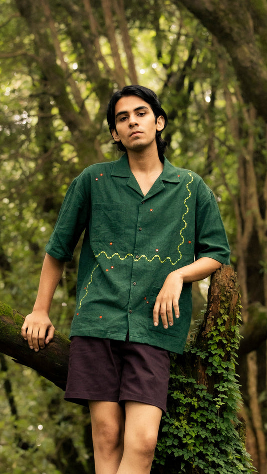 Retro Snake Game Shirt - Hand Embroidered in Sumrasar, Gujarat